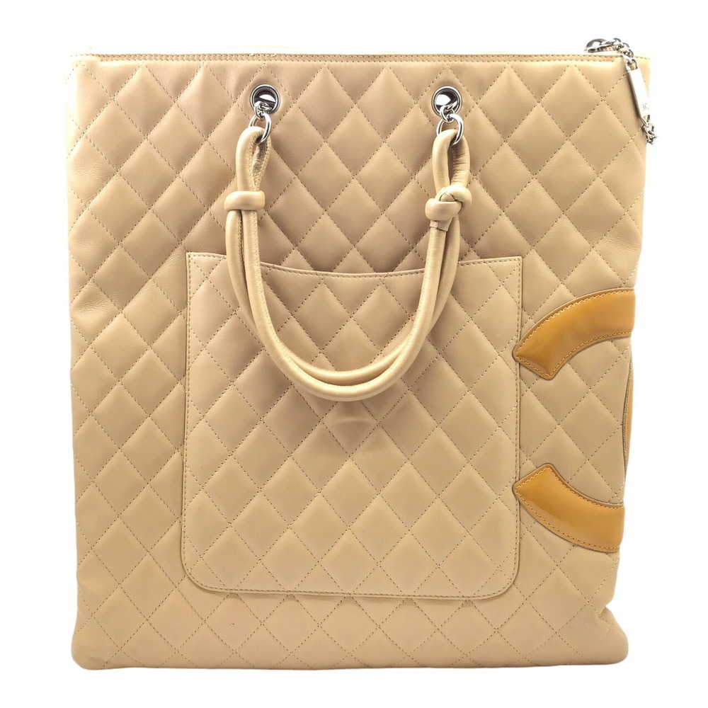 CHANEL Cambon Line Tote Bag Beige Soft Calfskin CC Coco Handbag Leather Shopping - Picture 2 of 8